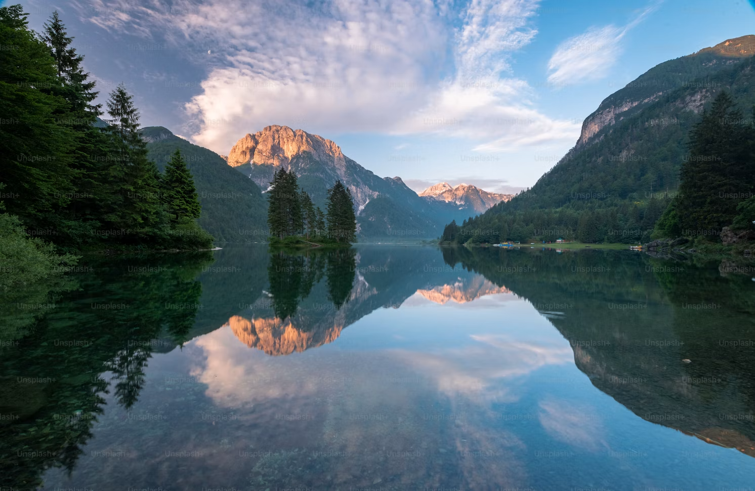 Mountains mirrored in a lake